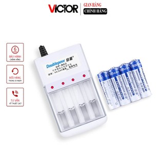 Combo sạc b02 và 4 viên pin tiểu aa 1200mah doublepow