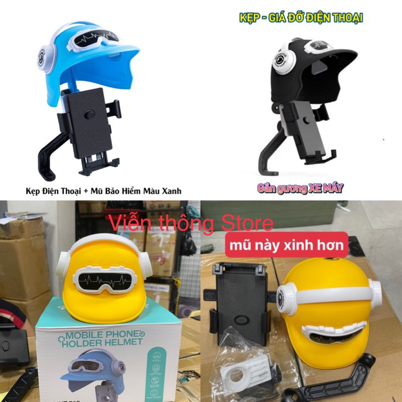 Kẹp Điện Thoại Gắn Xe Máy Có Mũ Bảo Hiểm Mini Giá Đỡ Che Chắn NẮNG MƯA Tiện Lợi An Toàn, Chắc Chắn GRAP BE