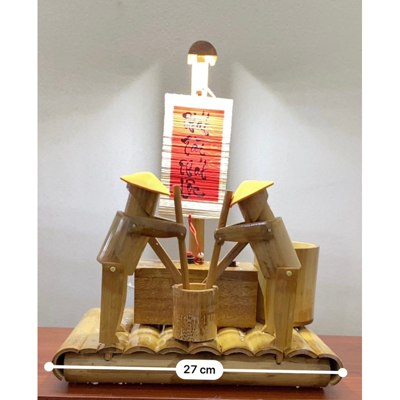 Tiểu cảnh người giã gạo bằng trúc trang trí -decor bàn làm việc,,phòng khách,phòng làm việc,văn phòng .....