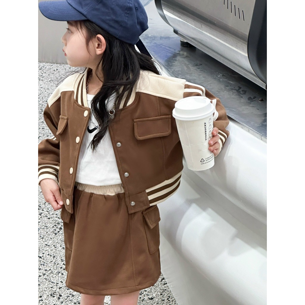 Set váy nâu bé gái 55007  SGD311