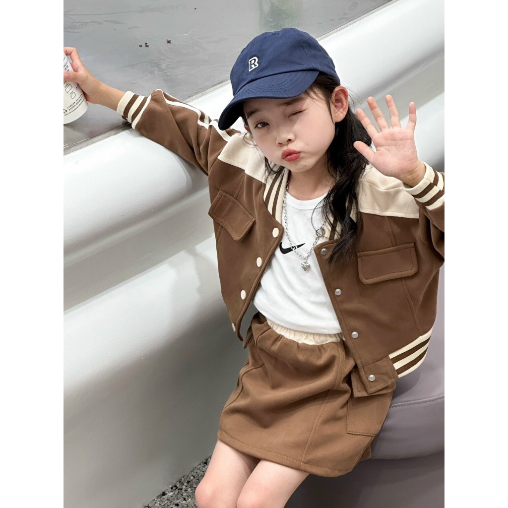 Set váy nâu bé gái 55007  SGD311