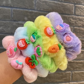 1 cột tóc scrunchies Phủ Lông đính icon hoạt hình xinh xắn DTonline M6