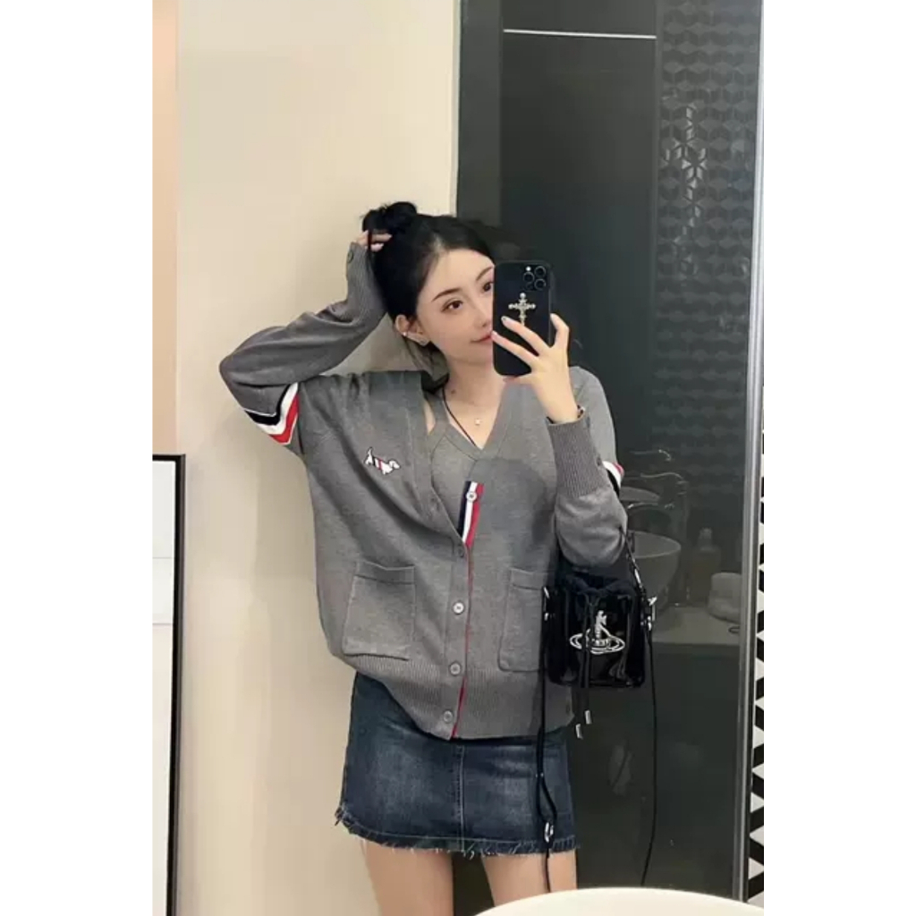 Áo Khoác Cardigan Len Thom 3 Vạch Hàng Quảng Châu Cao Cấp