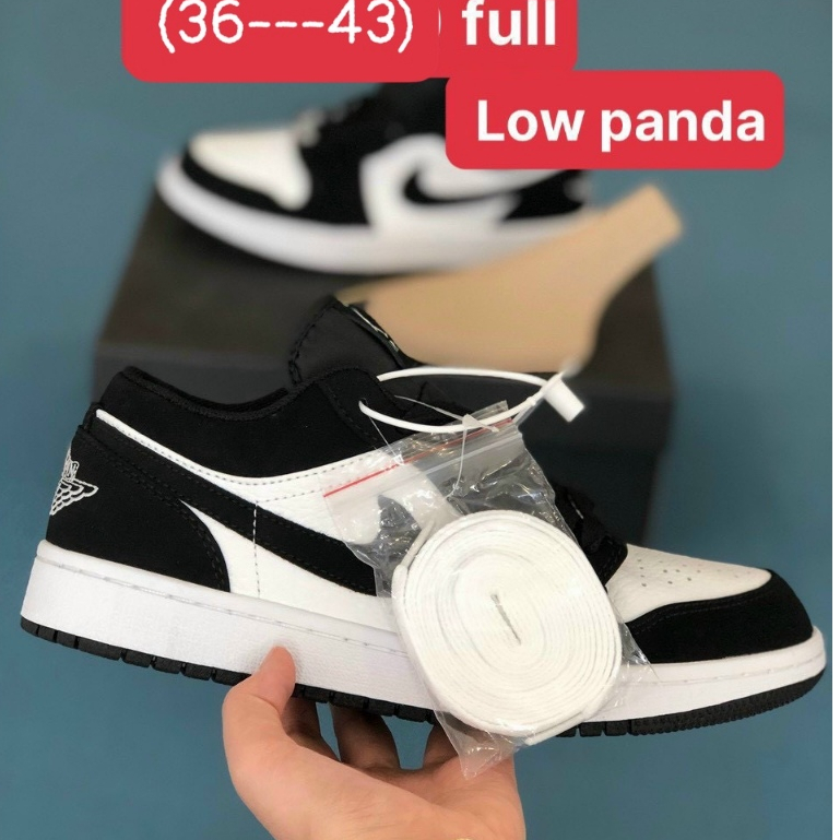 Giày Jodan 1 Panda Low da lộn , JD1 cổ thấp đen trắng