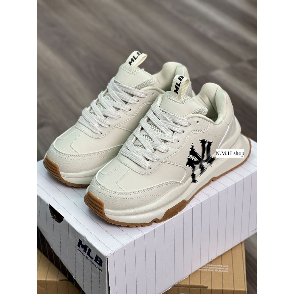Full Box + Tặng Kèm Tất | Giày Sneaker MLB RUNNER LA Xám - NY ĐEN ĐẾ NÂU - MBLS 003 chunky kem NY