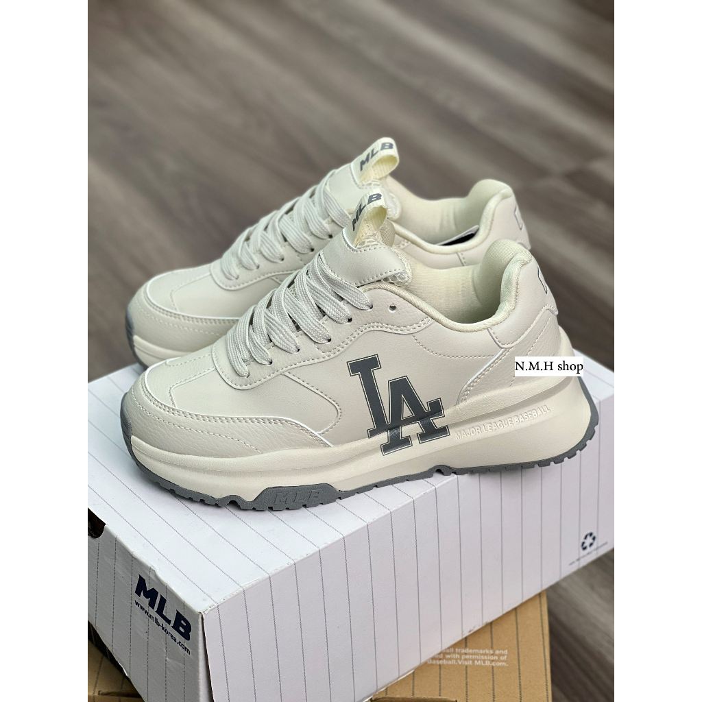 Full Box + Tặng Kèm Tất | Giày Sneaker MLB RUNNER LA Xám - NY ĐEN ĐẾ NÂU - MBLS 003 chunky kem NY