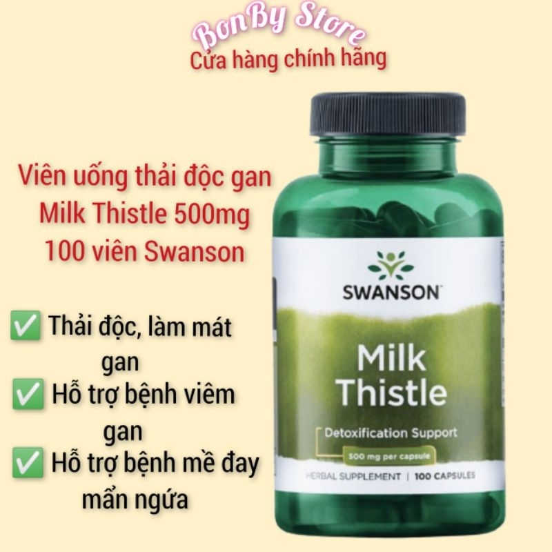 Viên uống thải độc gan, làm mát gan, hỗ trợ gan Swanson Milk Thistle của Mỹ