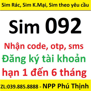 Sim 092 Vietnamobile tạo fb,zallo,sen,lad,mmo...hạn dài 1 đến 12 tháng