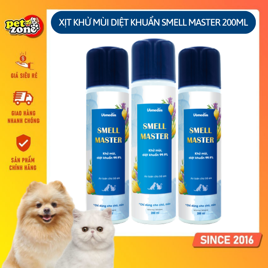 Xịt khử mùi hôi chó mèo Vemedim Smell Master 200ml - An toàn cho trẻ em