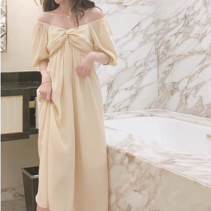 (Sale up to 50%).Đầm Maxi Đi Biển Dài Xòe Trơn Basic Lưng Kín Đáo Kiểu Hàn Quốc Geisha Géis