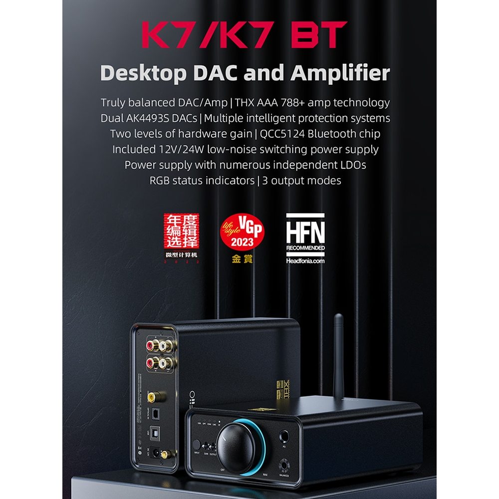 Desktop DAC/AMP FIIO K7BT | Dual DAC AK4493SEQ | DAC/AMP Để Bàn