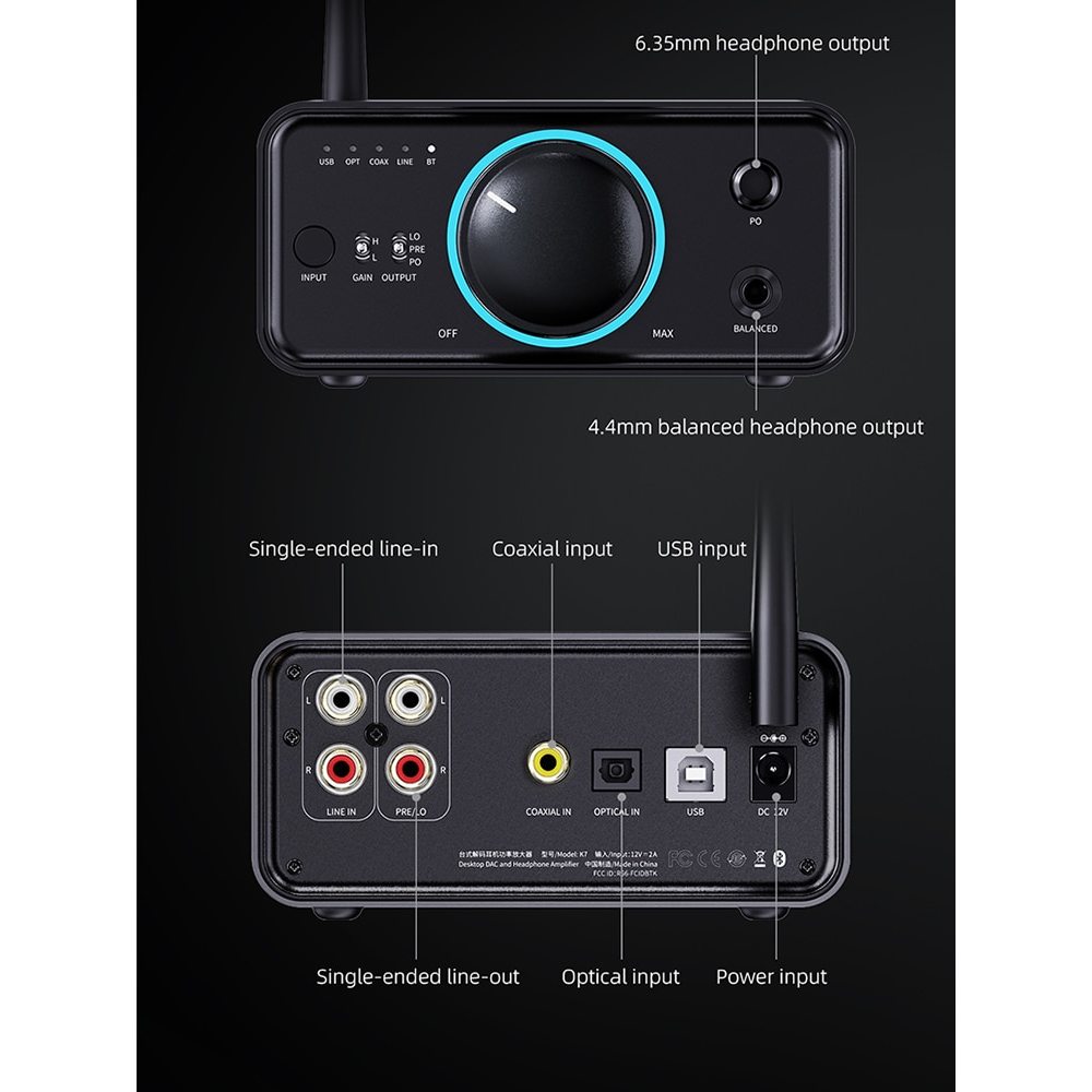 Desktop DAC/AMP FIIO K7BT | Dual DAC AK4493SEQ | DAC/AMP Để Bàn