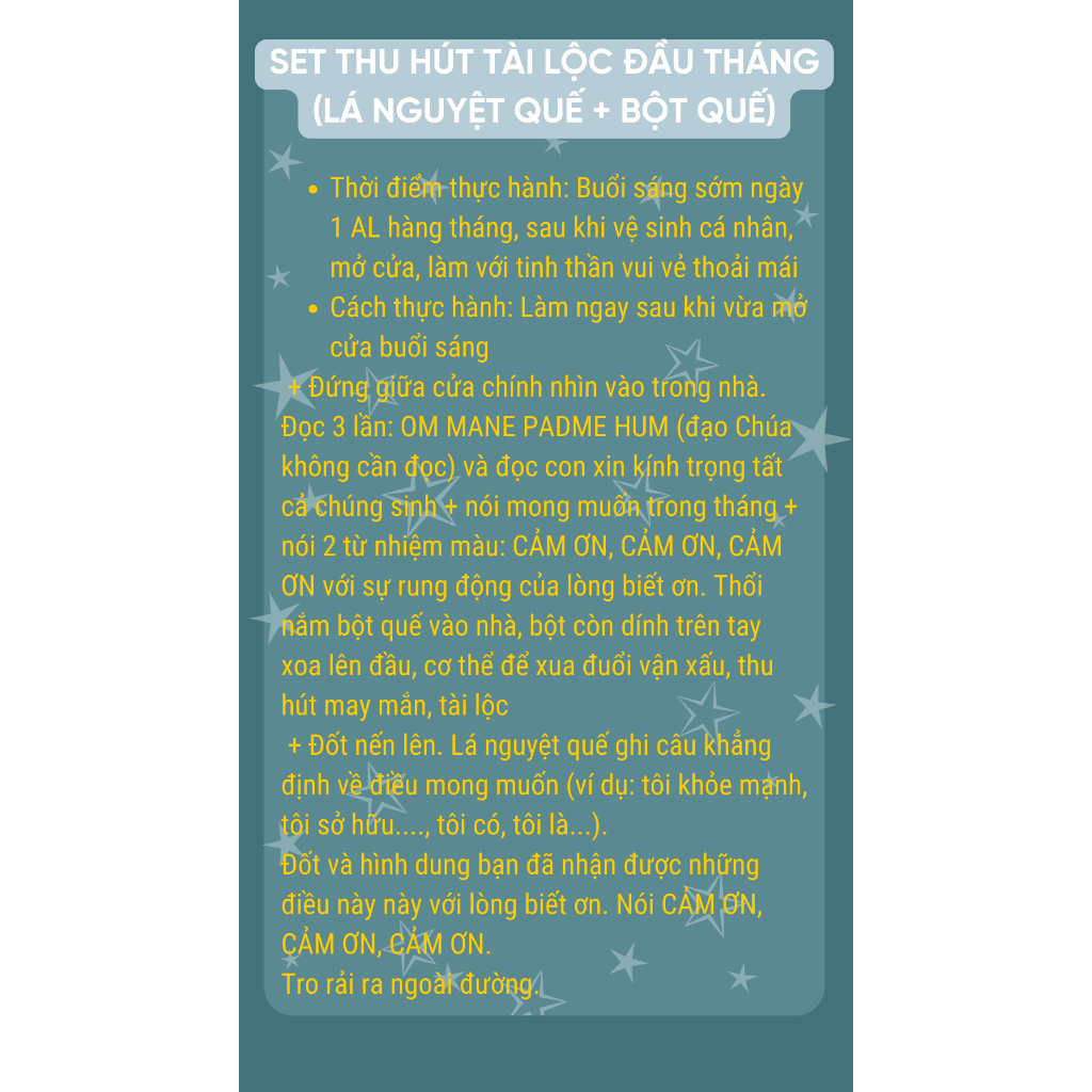 Combo thu hút tài lộc ngày 1 hàng tháng - 1 lần làm