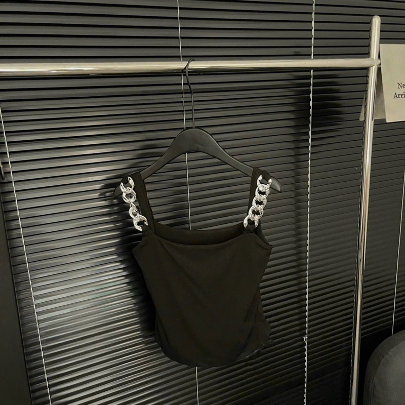 ÁO THUN 2 DÂY TĂM XÍCH SEXY 2 LỚP CỔ VUÔNG MS11134