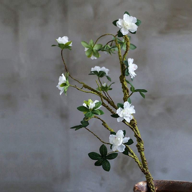 Cành Hoa Đỗ Quyên Trang Trí Decor cao cấp , hoa lụa đẹp, hoa lua trang trí