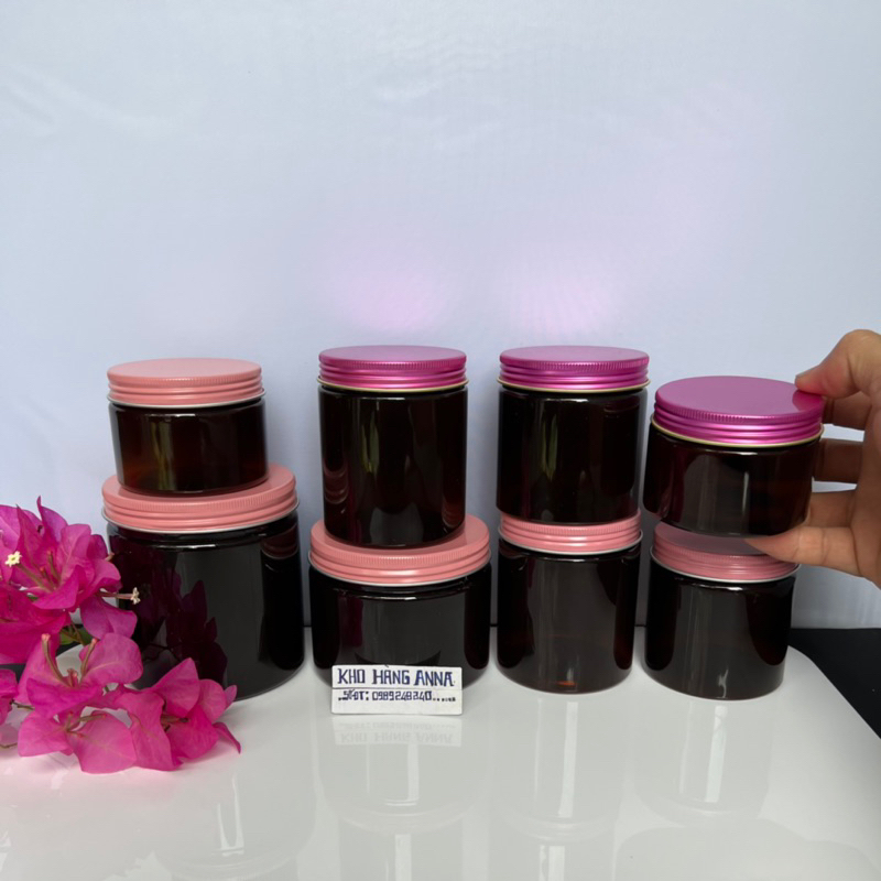 HỦ NÂU NẮP TÍM / HỒNG ĐỰNG KEM 100g / 200g / 250g / 300g / 500g - Hộp nhựa pet chiết Mỹ phẩm