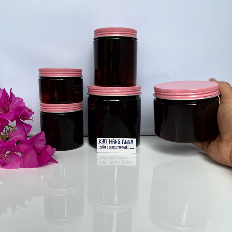 HỦ NÂU NẮP TÍM / HỒNG ĐỰNG KEM 100g / 200g / 250g / 300g / 500g - Hộp nhựa pet chiết Mỹ phẩm