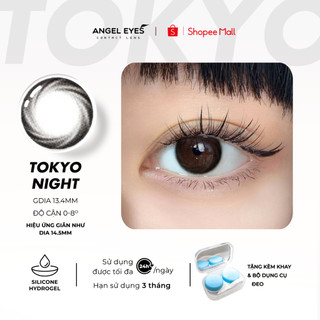 [Hàng mới về] Lens đen giãn tròng có độ cận Tokyo Night nhãn hiệu Angel Eyes ( Độ cận 0-8 độ )