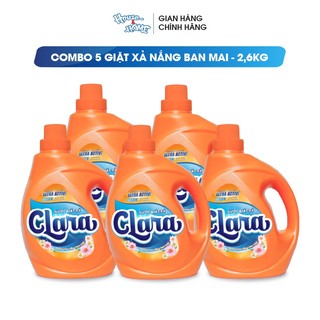 Combo 5 nước giặt xả Clara hương hoa nắng ban mai can 2,6 kg