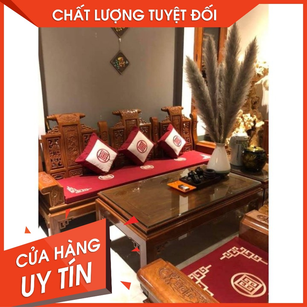 Bộ đệm ghế gỗ ruột bông ép thêu nhiều họa tiết