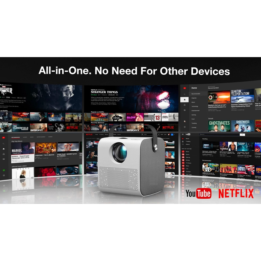 Máy chiếu Android Q3 PRO Mini 8500 Lumens HD 1080P 4K WiFi LED Projector.