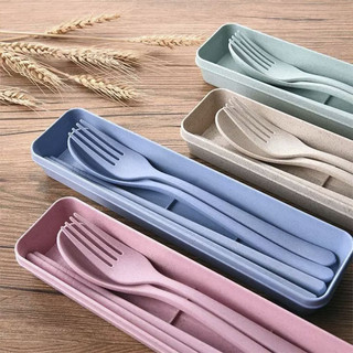 [QUÀ TẶNG KHÔNG BÁN] 01 Bộ Thìa Dĩa Đũa Từ Thân Lúa Mạch Organic