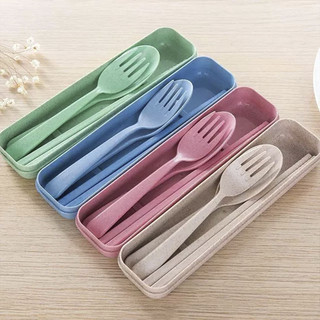 [QUÀ TẶNG KHÔNG BÁN] 01 Bộ Thìa Dĩa Đũa Từ Thân Lúa Mạch Organic