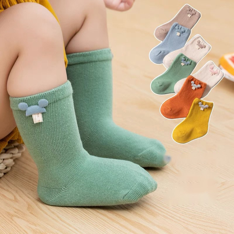Set 5 Đôi Tất Dính Tai Mickey Gân Cổ Bo Cao Có Chống Trượt Cho Các Bé Myna Bra ss6