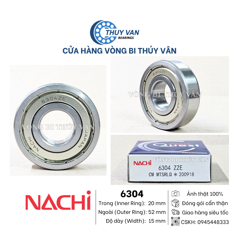 Vòng bi bạc đạn hạt tròn, cầu 6300 6301 6302 6303 6304 6305 hãng NACHI Nhật Bản