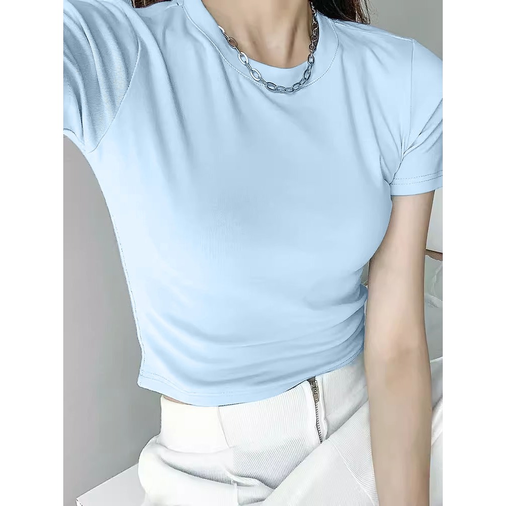 Áo croptop Zasic thun Zip đơn giản đủ màu A03