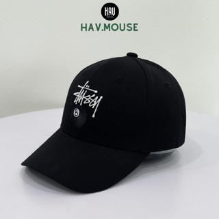 [HAV.mouse] Mũ lưỡi trai nón kết Stussy BiA đen logo thêu 3D nổi siêu hot dành cho nam nữ free size