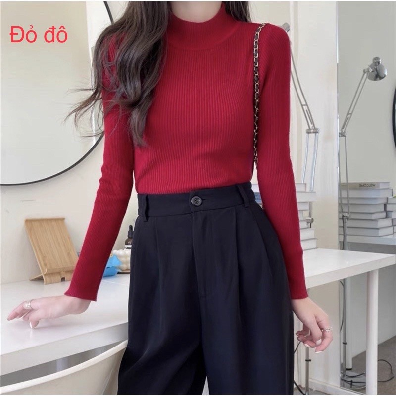 Áo Len Tăm Cổ 3 Phân Ôm Body Mềm Mịn Co Dãn Hàng Quảng Châu Loại 1 AL03