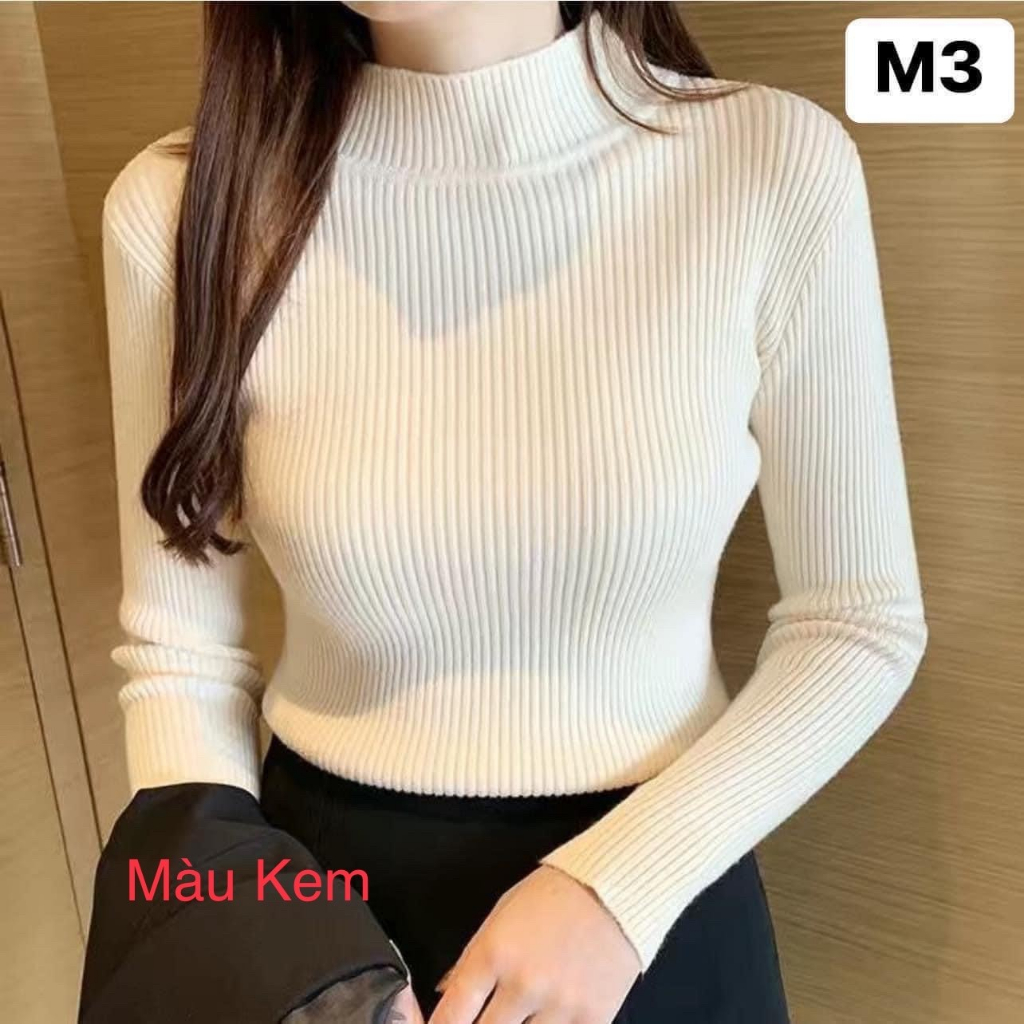 Áo Len Tăm Cổ 3 Phân Ôm Body Mềm Mịn Co Dãn Hàng Quảng Châu Loại 1 AL03