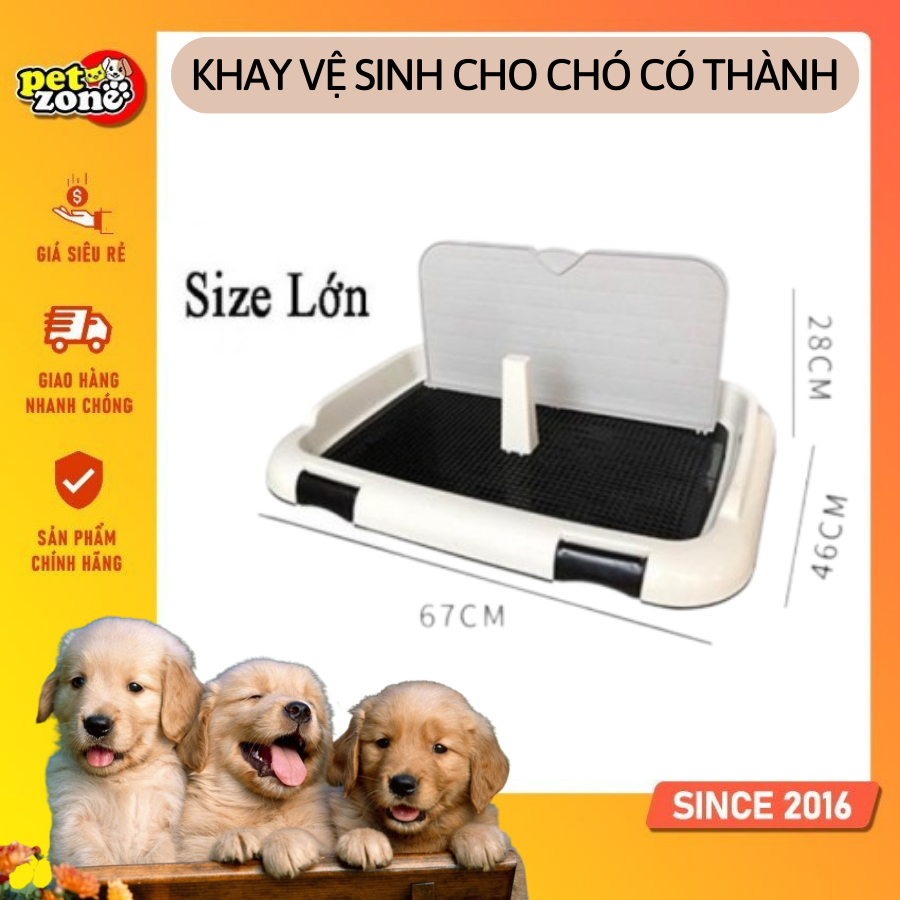 Khay vệ sinh có thành chắn lớn và cọc cho chó - Khay huấn luyện chó đi vệ sinh đúng nơi