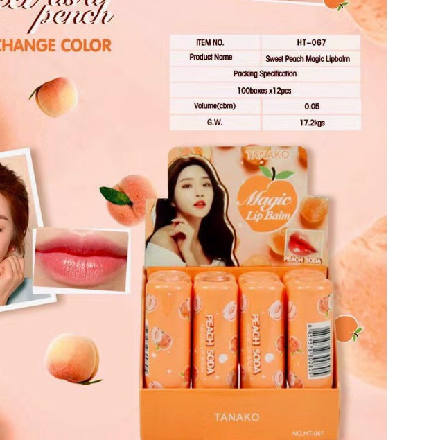 Son Dưỡng TANAKO Thái Lan 3.5g Chiết Xuất Đào SODA NO.HT-067 HỘP 12 THỎI