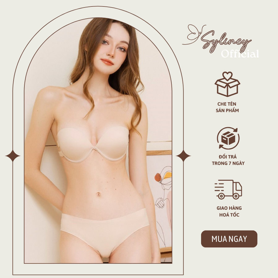 Áo Lót Không Dây Chống Tụt Nâng Ngực SYLINEY , Đệm Dày, Có Tặng Kèm Dây Lưng Trong Sliney