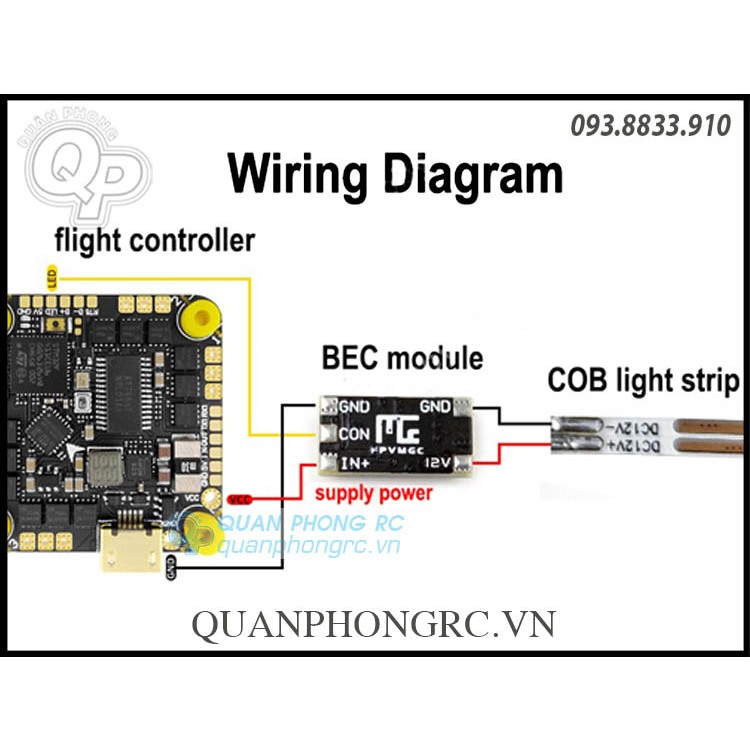Mạch Đèn 12V 2A BEC COB LED Light Strip Control Switch 3-6S