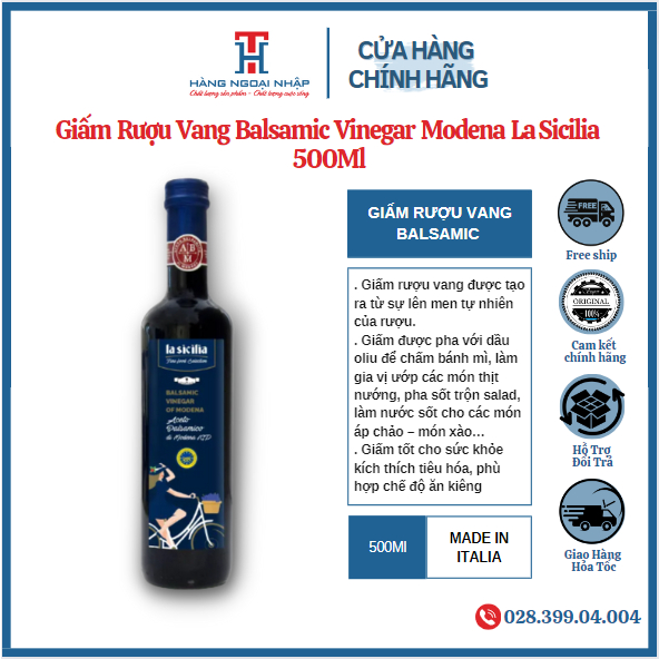 Giấm Balsamic Modena Lasicilia 500Ml Nhập Khẩu Ý