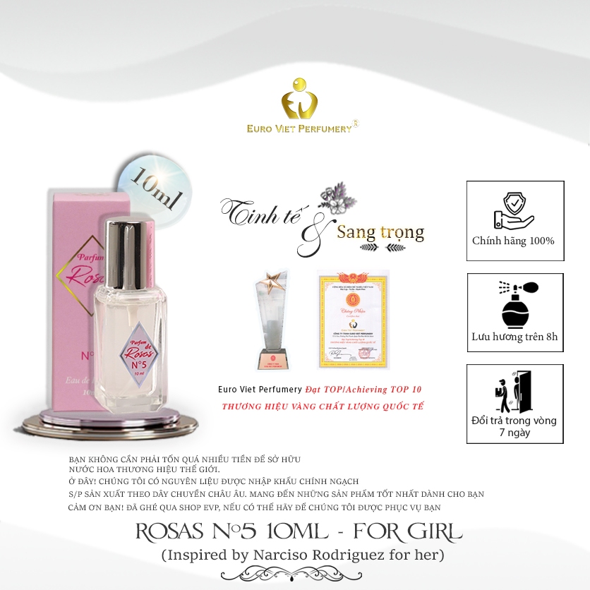Nước Hoa Nữ Euro Viet, Rosas No.5 Euro Viet Perfumery 10ml