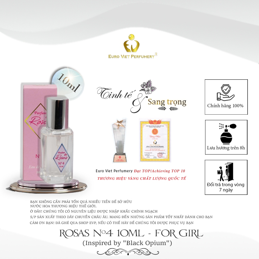 Nước Hoa Nữ EU, Rosas No.4 Euro Viet Perfumery 10ml "Black Opium"