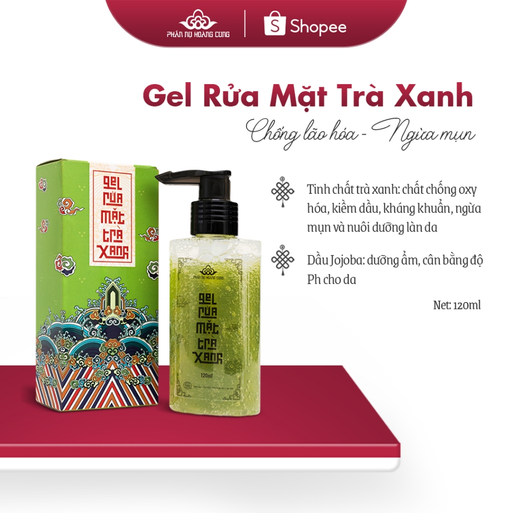 Gel Rửa Mặt Gấp Đôi Trà Xanh Phấn Nụ Hoàng Cung, Giảm Mụn, Chống Lão Hóa Dung Tích 120m