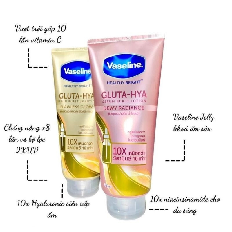 Serum Vaseline Gluta-Hya Dưỡng Da Sáng Mịn Sau 7 Ngày 330 ML