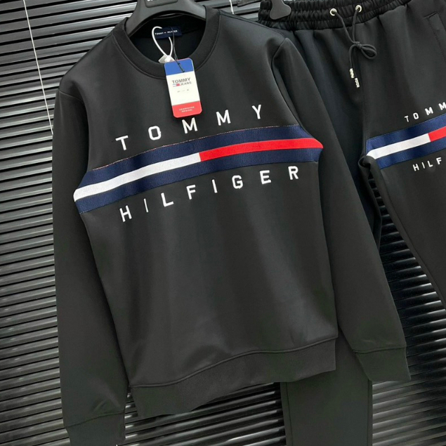 Áo Sweater TOMMY hoạ tiết chữ siêu đẹp -Áo Tommy Hilfiger Logo Thêu Chữ Kí + phối bo dệt hot trend #2023