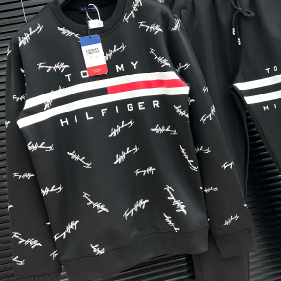 Áo Sweater TOMMY hoạ tiết chữ siêu đẹp -Áo Tommy Hilfiger Logo Thêu Chữ Kí + phối bo dệt hot trend #2023