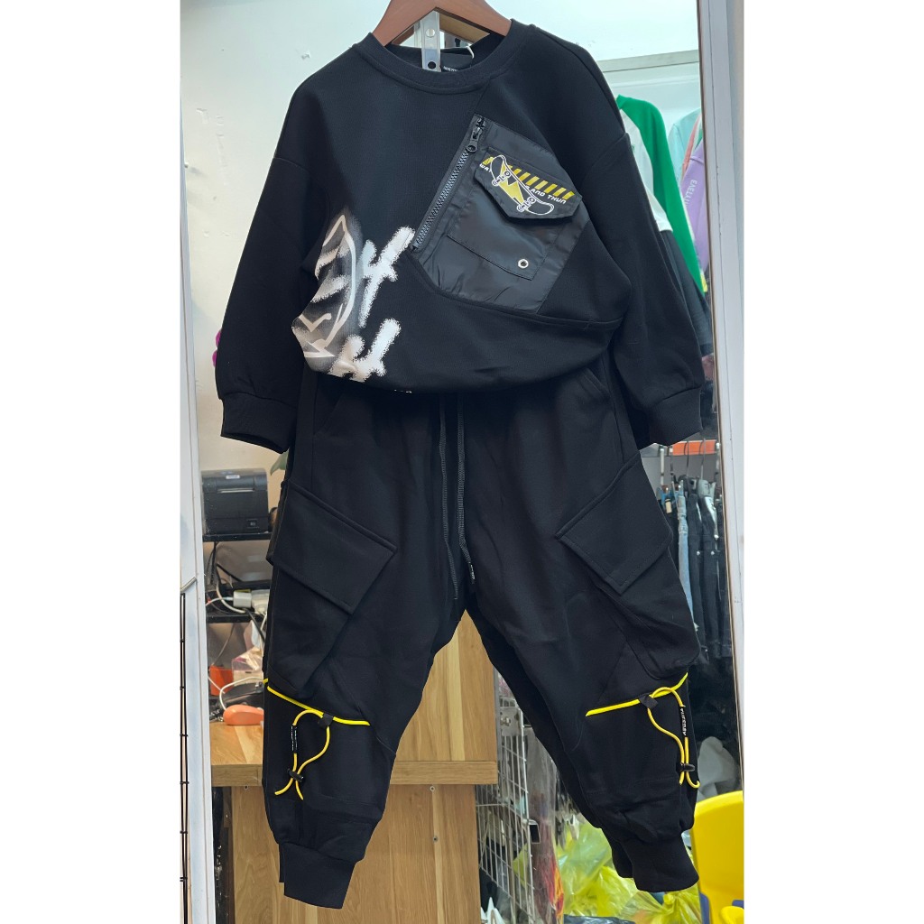 Bộ nỉ đen bé trai 77154  SBN316