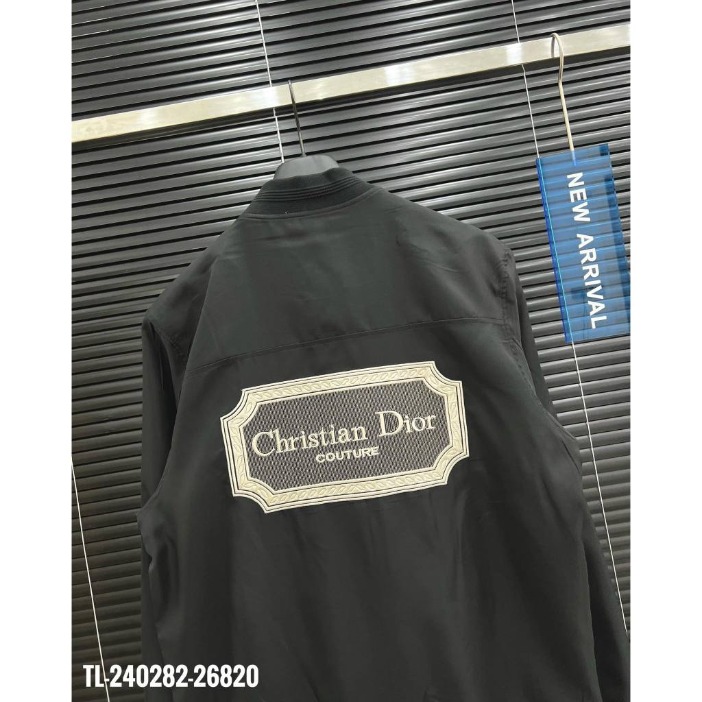 Áo khoác bomber nam nữ CD vải gió trơn thêu logo chữ sau lưng bo ống chun 2 lớp dày dặn đơn giản AK39P