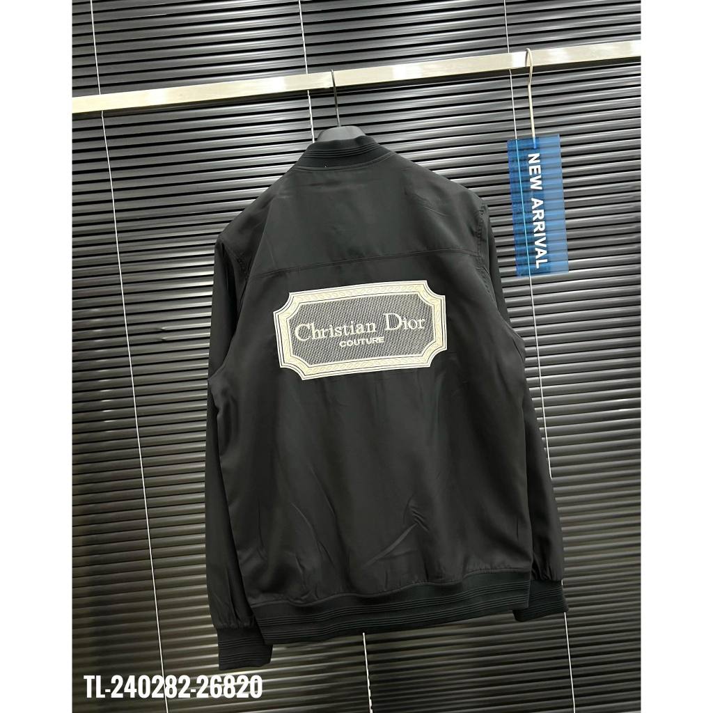 Áo khoác bomber nam nữ CD vải gió trơn thêu logo chữ sau lưng bo ống chun 2 lớp dày dặn đơn giản AK39P