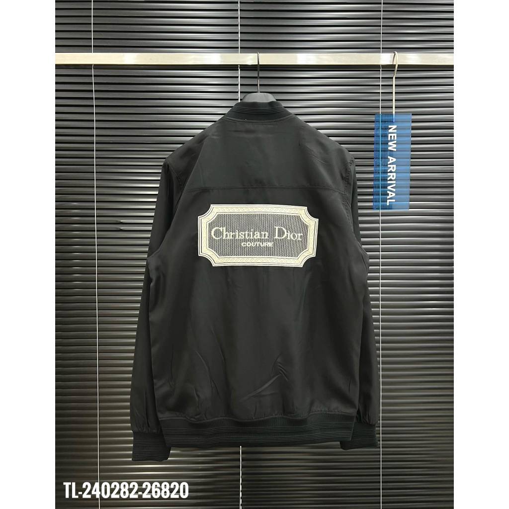 Áo khoác bomber nam nữ CD vải gió trơn thêu logo chữ sau lưng bo ống chun 2 lớp dày dặn đơn giản AK39P