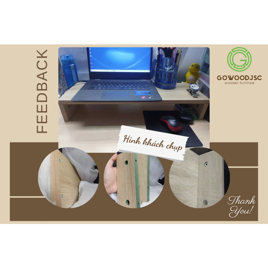 Kệ gỗ để màn hình máy tính đa năng Gowood Decor chất liệu bằng MDF cao cấp 17mm chống ẩm