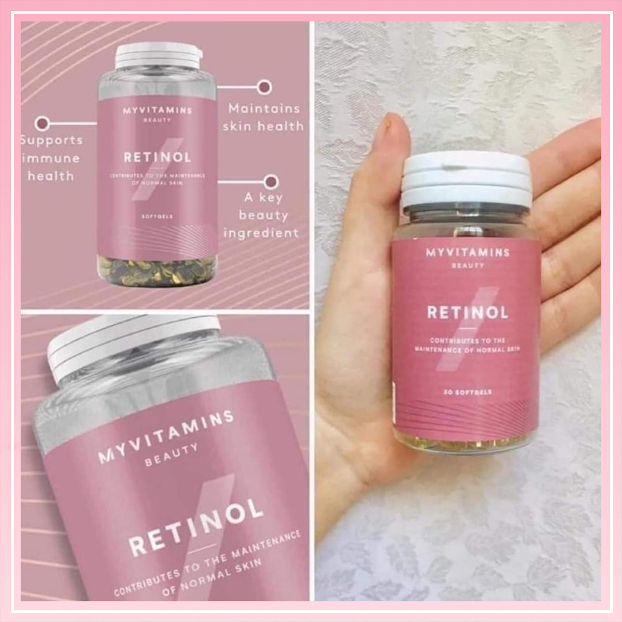 Viên uống Myvitamins Beauty Retinol 90 Softgels Hỗ Trợ Làm Sáng Da, Ngăn Ngừa Lão Hóa Giảm Nếp Nhăn - Hộp 90 Viên